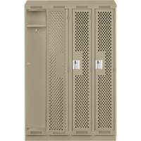 Clean Line Lockers, Bank of 4, 48" x 18" x 82", Steel, Grey, Rivet (Assembled), Perforated Nuna Depot Inc.