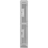 Clean Line Lockers, 2 -tier, 12" x 15" x 82", Steel, Grey, Rivet (Assembled), Perforated Nuna Depot Inc.