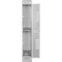 Clean Line Lockers, 2 -tier, 12" x 15" x 82", Steel, Grey, Rivet (Assembled), Perforated Nuna Depot Inc.