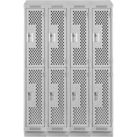 Clean Line Lockers, 2 -tier, Bank of 4, 48" x 12" x 82", Steel, Grey, Rivet (Assembled), Perforated Nuna Depot Inc.