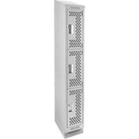Clean Line Lockers, 3 -tier, 12" x 18" x 82", Steel, Grey, Rivet (Assembled), Perforated Nuna Depot Inc.
