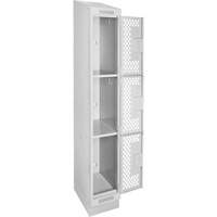 Clean Line Lockers, 3 -tier, 12" x 18" x 82", Steel, Grey, Rivet (Assembled), Perforated Nuna Depot Inc.
