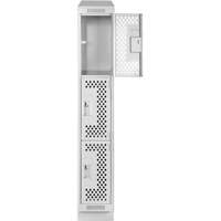 Clean Line Lockers, 3 -tier, 12" x 18" x 82", Steel, Grey, Rivet (Assembled), Perforated Nuna Depot Inc.