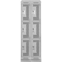 Clean Line Lockers, 3 -tier, Bank of 2, 24" x 18" x 82", Steel, Grey, Rivet (Assembled), Perforated Nuna Depot Inc.