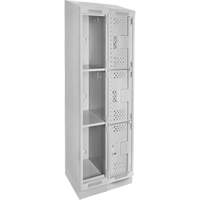 Clean Line Lockers, 3 -tier, Bank of 2, 24" x 18" x 82", Steel, Grey, Rivet (Assembled), Perforated Nuna Depot Inc.