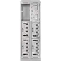 Clean Line Lockers, 3 -tier, Bank of 2, 24" x 18" x 82", Steel, Grey, Rivet (Assembled), Perforated Nuna Depot Inc.