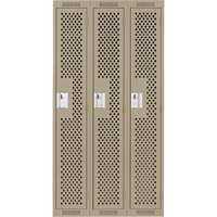 Clean Line Lockers, Bank of 3, 36" x 15" x 72", Steel, Beige, Rivet (Assembled), Perforated Nuna Depot Inc.