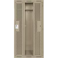 Clean Line Lockers, Bank of 3, 36" x 15" x 72", Steel, Beige, Rivet (Assembled), Perforated Nuna Depot Inc.