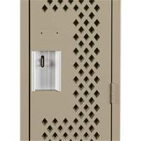 Clean Line Lockers, Bank of 3, 36" x 15" x 72", Steel, Beige, Rivet (Assembled), Perforated Nuna Depot Inc.