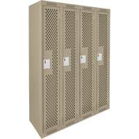 Clean Line Lockers, Bank of 4, 48" x 15" x 72", Steel, Beige, Rivet (Assembled), Perforated Nuna Depot Inc.