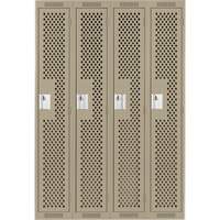 Clean Line Lockers, Bank of 4, 48" x 15" x 72", Steel, Beige, Rivet (Assembled), Perforated Nuna Depot Inc.