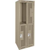 Clean Line Lockers, 2 -tier, Bank of 2, 24" x 12" x 72", Steel, Beige, Rivet (Assembled), Perforated Nuna Depot Inc.