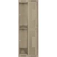 Clean Line Lockers, 2 -tier, Bank of 2, 24" x 12" x 72", Steel, Beige, Rivet (Assembled), Perforated Nuna Depot Inc.