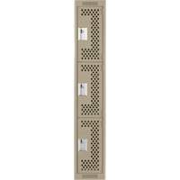Clean Line Lockers, 3 -tier, 12" x 12" x 72", Steel, Beige, Rivet (Assembled), Perforated Nuna Depot Inc.