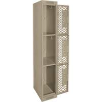 Clean Line Lockers, 3 -tier, 12" x 12" x 72", Steel, Beige, Rivet (Assembled), Perforated Nuna Depot Inc.