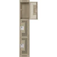 Clean Line Lockers, 3 -tier, 12" x 12" x 72", Steel, Beige, Rivet (Assembled), Perforated Nuna Depot Inc.