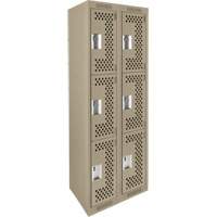 Clean Line Lockers, 3 -tier, Bank of 2, 24" x 12" x 72", Steel, Beige, Rivet (Assembled), Perforated Nuna Depot Inc.