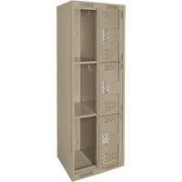 Clean Line Lockers, 3 -tier, Bank of 2, 24" x 12" x 72", Steel, Beige, Rivet (Assembled), Perforated Nuna Depot Inc.