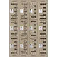 Casiers Clean Line, 3 niveaux, Bloc de 4, 48" x 12" x 72", Acier, Beige, Rivet (assembl&eacute;), Perfor&eacute; Nuna Depot Inc.