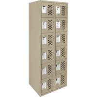 Clean-Line Perforated Lockerette, 6 -tier, Bank of 2, 15" x 72" x 12", Steel Nuna Depot Inc.