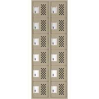 Clean-Line Perforated Lockerette, 6 -tier, Bank of 2, 15" x 72" x 12", Steel Nuna Depot Inc.