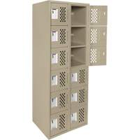 Clean-Line Perforated Lockerette, 6 -tier, Bank of 2, 15" x 72" x 12", Steel Nuna Depot Inc.