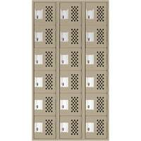 Clean-Line Perforated Lockerette, 6 -tier, Bank of 3, 15" x 72" x 12", Steel Nuna Depot Inc.