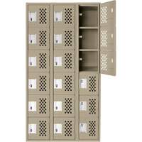 Clean-Line Perforated Lockerette, 6 -tier, Bank of 3, 15" x 72" x 12", Steel Nuna Depot Inc.