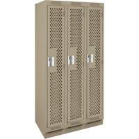 Clean Line Lockers, Bank of 3, 36" x 12" x 76", Steel, Beige, Rivet (Assembled), Perforated Nuna Depot Inc.