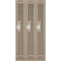 Clean Line Lockers, Bank of 3, 36" x 12" x 76", Steel, Beige, Rivet (Assembled), Perforated Nuna Depot Inc.