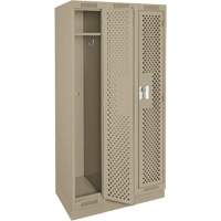 Clean Line Lockers, Bank of 3, 36" x 12" x 76", Steel, Beige, Rivet (Assembled), Perforated Nuna Depot Inc.