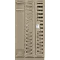 Clean Line Lockers, Bank of 3, 36" x 12" x 76", Steel, Beige, Rivet (Assembled), Perforated Nuna Depot Inc.