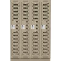 Clean Line Lockers, Bank of 4, 48" x 12" x 76", Steel, Beige, Rivet (Assembled), Perforated Nuna Depot Inc.