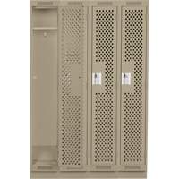 Clean Line Lockers, Bank of 4, 48" x 12" x 76", Steel, Beige, Rivet (Assembled), Perforated Nuna Depot Inc.