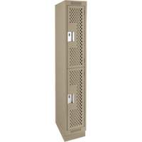 Clean Line Lockers, 2 -tier, 12" x 15" x 76", Steel, Beige, Rivet (Assembled), Perforated Nuna Depot Inc.