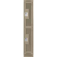 Clean Line Lockers, 2 -tier, 12" x 15" x 76", Steel, Beige, Rivet (Assembled), Perforated Nuna Depot Inc.
