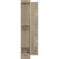 Clean Line Lockers, 2 -tier, 12" x 15" x 76", Steel, Beige, Rivet (Assembled), Perforated Nuna Depot Inc.