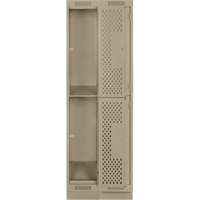 Clean Line Lockers, 2 -tier, Bank of 2, 24" x 15" x 76", Steel, Beige, Rivet (Assembled), Perforated Nuna Depot Inc.
