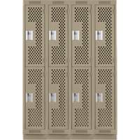 Clean Line Lockers, 2 -tier, Bank of 4, 48" x 15" x 76", Steel, Beige, Rivet (Assembled), Perforated Nuna Depot Inc.