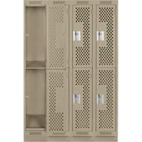Clean Line Lockers, 2 -tier, Bank of 4, 48" x 15" x 76", Steel, Beige, Rivet (Assembled), Perforated Nuna Depot Inc.