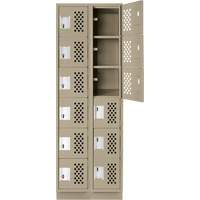 Assembled Lockerettes Clean Line Perforated Economy Lockers, 6 -tier, Bank of 2, 18" x 72" x 12", Steel Nuna Depot Inc.