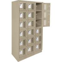 Assembled Lockerettes Clean Line Perforated Economy Lockers, 6 -tier, Bank of 3, 18" x 72" x 12", Steel Nuna Depot Inc.