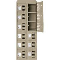 Assembled Lockerettes Clean Line Perforated Economy Lockers, 6 -tier, Bank of 2, 18" x 72" x 12", Steel Nuna Depot Inc.