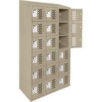 Assembled Lockerettes Clean Line Perforated Economy Lockers, 6 -tier, Bank of 3, 18" x 72" x 12", Steel Nuna Depot Inc.