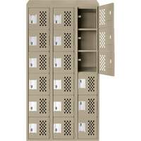 Assembled Lockerettes Clean Line Perforated Economy Lockers, 6 -tier, Bank of 3, 18" x 72" x 12", Steel Nuna Depot Inc.