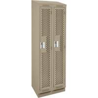 Clean Line Lockers, Bank of 2, 24" x 18" x 82", Steel, Beige, Rivet (Assembled), Perforated Nuna Depot Inc.