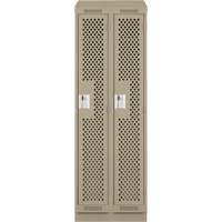 Clean Line Lockers, Bank of 2, 24" x 18" x 82", Steel, Beige, Rivet (Assembled), Perforated Nuna Depot Inc.