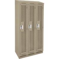 Clean Line Lockers, Bank of 3, 36" x 18" x 82", Steel, Beige, Rivet (Assembled), Perforated Nuna Depot Inc.