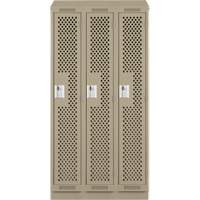 Clean Line Lockers, Bank of 3, 36" x 18" x 82", Steel, Beige, Rivet (Assembled), Perforated Nuna Depot Inc.