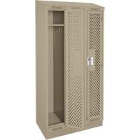 Clean Line Lockers, Bank of 3, 36" x 18" x 82", Steel, Beige, Rivet (Assembled), Perforated Nuna Depot Inc.